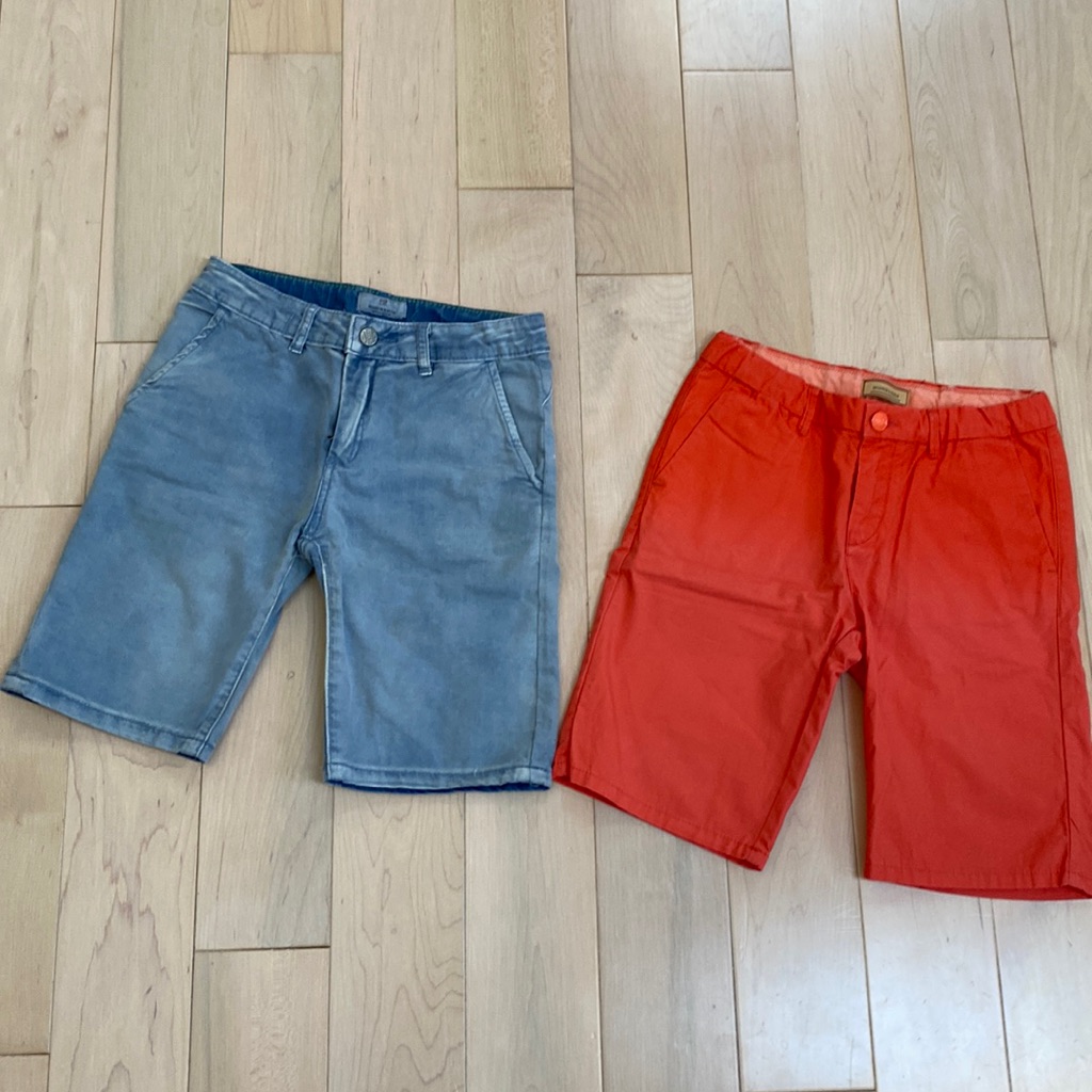Scotch & Soda Boys Cotton Denim Blue & Koral Red Shorts